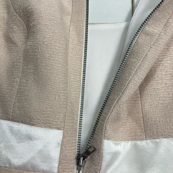 GIANNI BINI, Ivory & Tan dress, Sz 0, Party, 1/2 exposed zipper in front - Picture 3 of 11